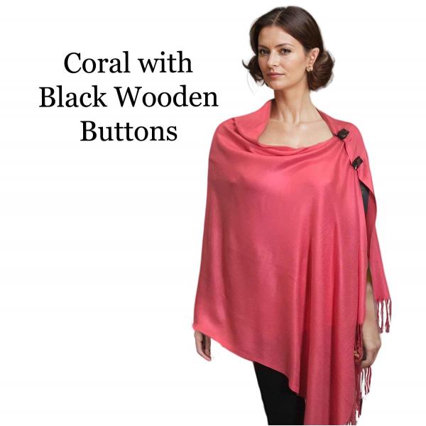 wholesale 3869 - Pashmina Style Button Shawls (Solids) Solid Coral<br>
Pashmina Style Button Shawl - One Size Fits Most