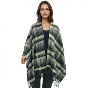 3873 - Assorted Fall/Winter Ruana Capes 10033 Black-Grey<br>
Plaid Ruana - 