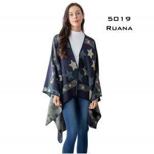 3873 - Assorted Fall/Winter Ruana Capes 5019 - Grey Star Print<br>Ruana Cape 5019 - One Size Fits Most