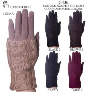 Wholesale 3033 - Cable  Knit Layered Gloves G441<br>Twelve Piece Assortment Pack - 