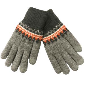 3030 - Alpine Pattern Knitted Gloves  3030 - Grey with Orange<br>
Alpine Pattern Knitted Gloves*** - One Size Fits Most