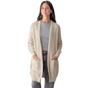 Wholesale 5120 - Cable Knit Cardigan 5120 - Beige Natural<br> Cable Knit Cardigan - One Size Fits Most