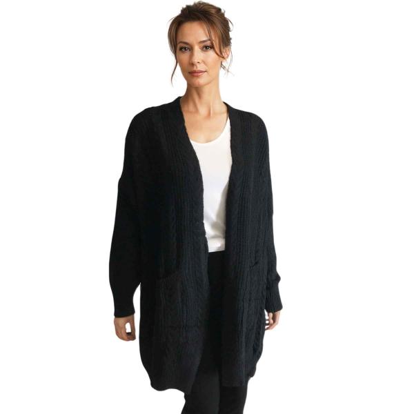 wholesale 5120 - Cable Knit Cardigan 5120 - Black<br> Cable Knit Cardigan - One Size Fits Most