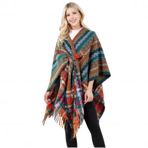 Wholesale 4316 - Multi-Colored Yarn Shawl with Loop 4316 - Teal Multi - One Size Fits Most
