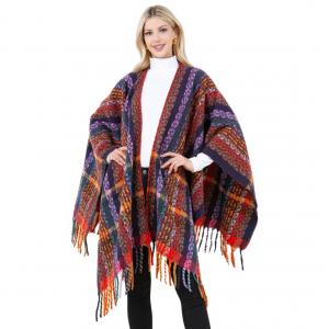 Wholesale 4316 - Multi-Colored Yarn Shawl with Loop 4316 - Purple Multi - One Size Fits Most