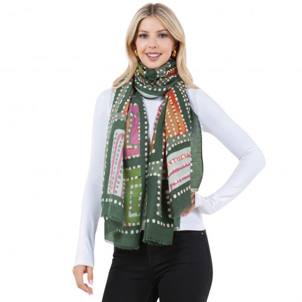 wholesale 4303 - Geometric Dot Design Scarf/Shawl 4303 - Green Multi - 35