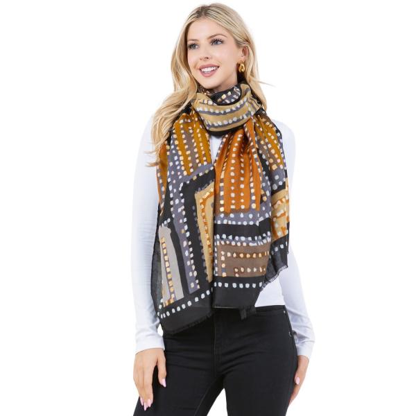 4303 - Geometric Dot Design Scarf/Shawl 4303 - Black Multi - 35