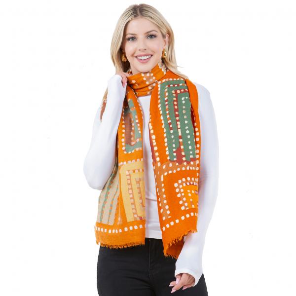 Wholesale 4303 - Geometric Dot Design Scarf/Shawl 4303 - Orange Multi - 35