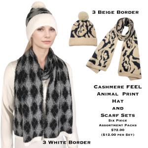 Wholesale 3888 - Cashmere Feel Hat and Scarf Sets 4044 - Animal Print Hat/Scarf Sets<br>
Twelve Sets Assortment Pack - One Size Fits All