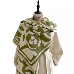 3890 - Flower Brushed Cashmere Feel Shawls 3890 - Green Flower - 27