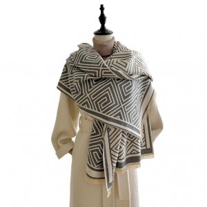 3891 - Geometric Brushed Cashmere Feel Shawls 3891 - Grey Geometric - 27