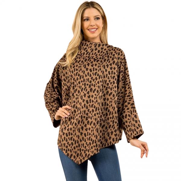 wholesale 3315 - Animal Print Poncho with Sleeves 3315 - Brown - One Size Fits Most