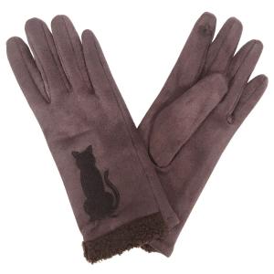 3897 - Cat Motif Gloves 1229 - Brown - 