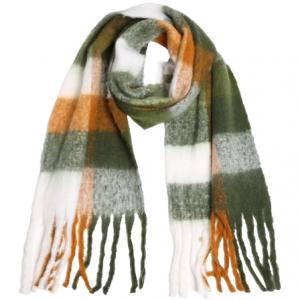 2411 - Checkered Pattern Long Fringe Scarf 2411 - Olive Multi<br>
Checkered Pattern Long Fringe Scarf - 