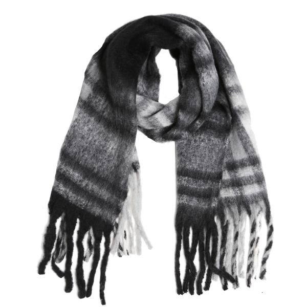 wholesale 3904 - Assorted Winter Scarves 2412 - Black/Grey Mix<br>
Mohair Feel Scarf - 