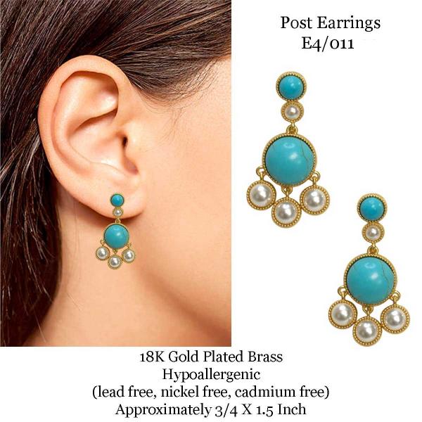 3907 - 18K Turquoise Jewelry #E4/011<br>
Turquoise on Gold
 - 