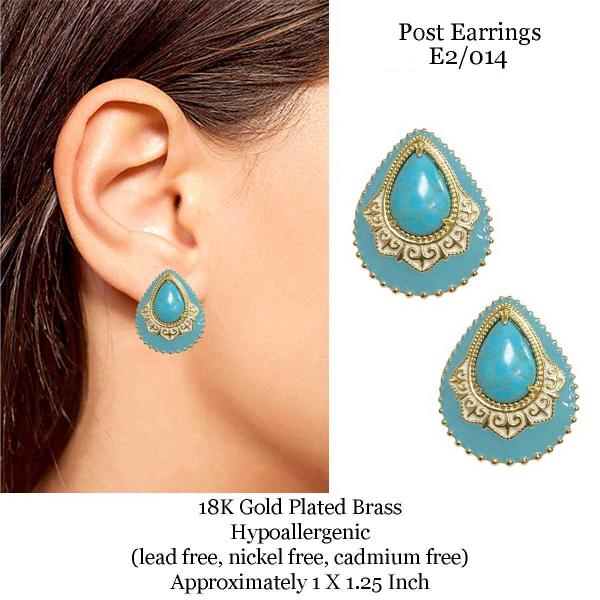 3907 - 18K Turquoise Jewelry #E2/014<br>
Turquoise on Gold - 