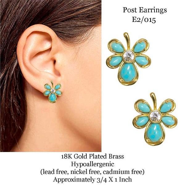 3907 - 18K Turquoise Jewelry #E2/015<br>
Turquoise on Gold
 - 