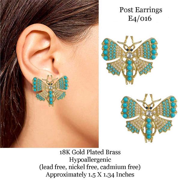 3907 - 18K Turquoise Jewelry #E4/016<br>
Turquoise on Gold
 - 