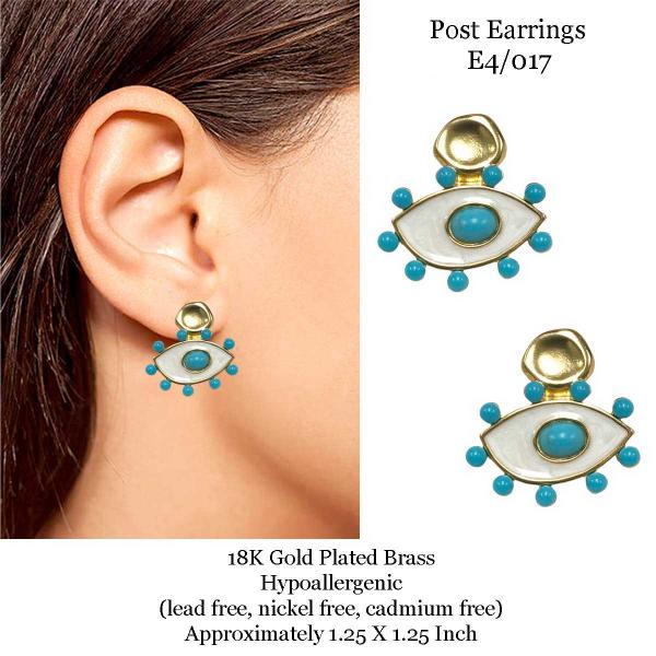 3907 - 18K Turquoise Jewelry #E4/017<br>
Turquoise on Gold - 