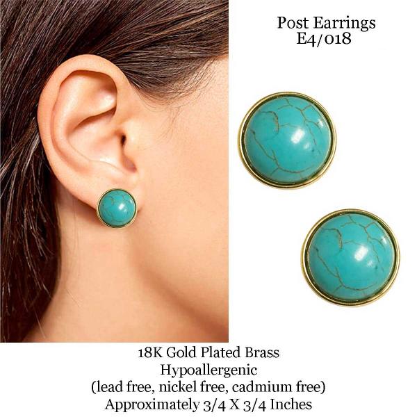 3907 - 18K Turquoise Jewelry #E4/018<br>
Turquoise on Gold - 