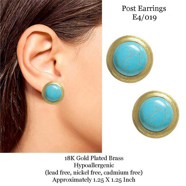 3907 - 18K Turquoise Jewelry #E4/019<br>
Turquoise on Gold - 