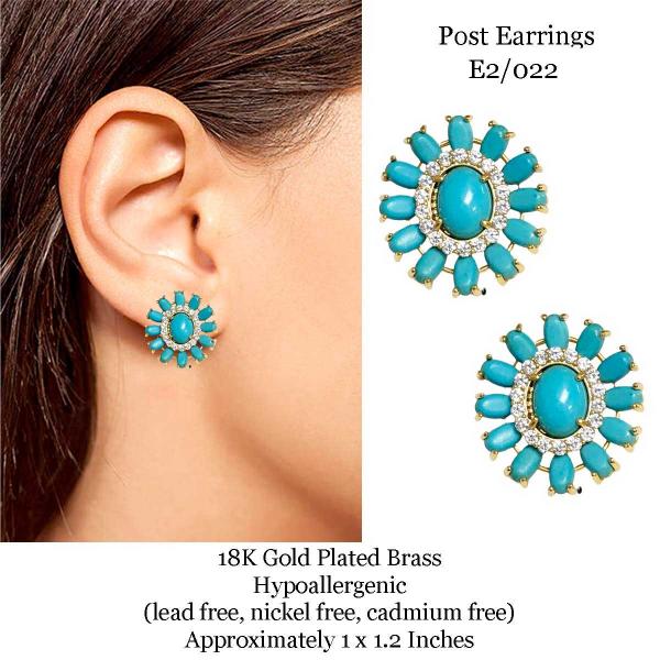 3907 - 18K Turquoise Jewelry #E2/022<br>
Turquoise on Gold - 