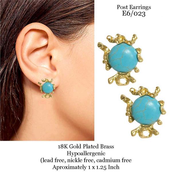 3907 - 18K Turquoise Jewelry #E6/023<br>
Turquoise on Gold - 