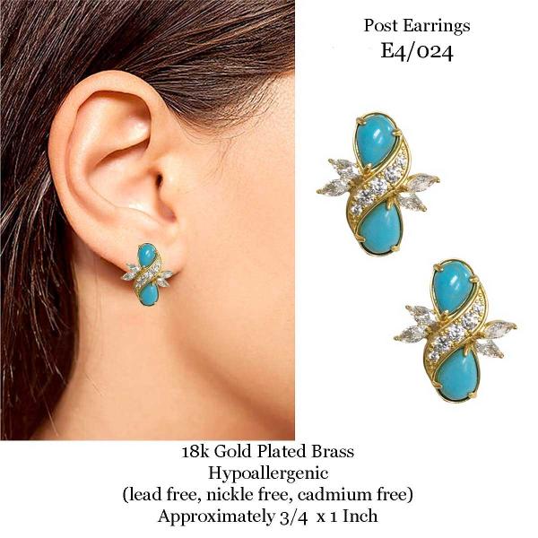 3907 - 18K Turquoise Jewelry #E4/024<br>
Turquoise on Gold
 - 