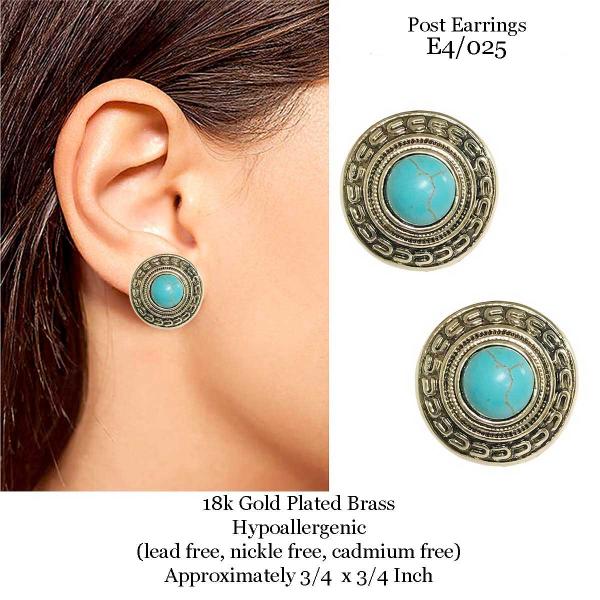 3907 - 18K Turquoise Jewelry #E4/025<br>
Turquoise on Gold
 - 