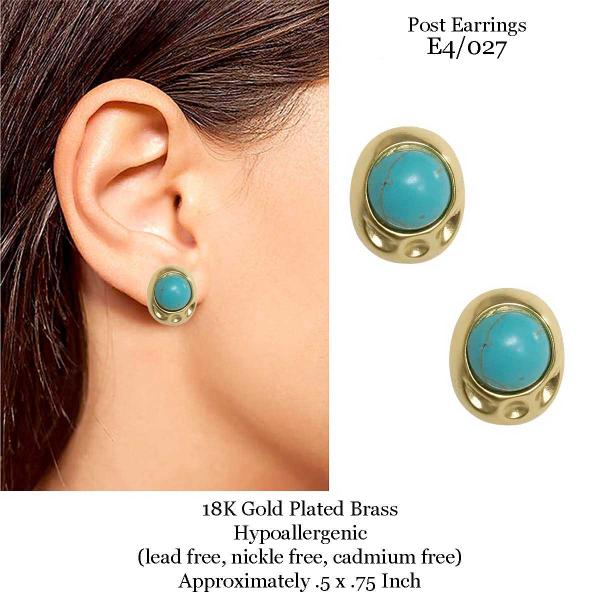 3907 - 18K Turquoise Jewelry #E4/027<br>
Turquoise on Gold
 - 