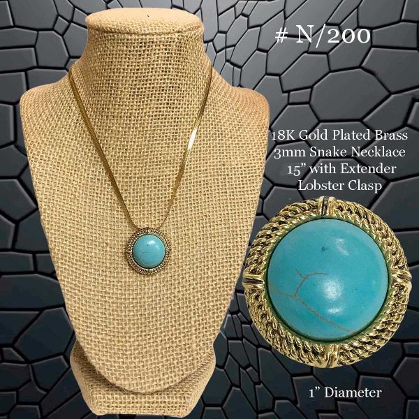 3907 - 18K Turquoise Jewelry #N/200<br>
Turquoise on Gold - 