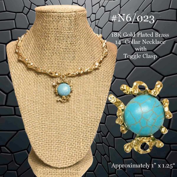 3907 - 18K Turquoise Jewelry #N6/023<br>
Turquoise on Gold - 