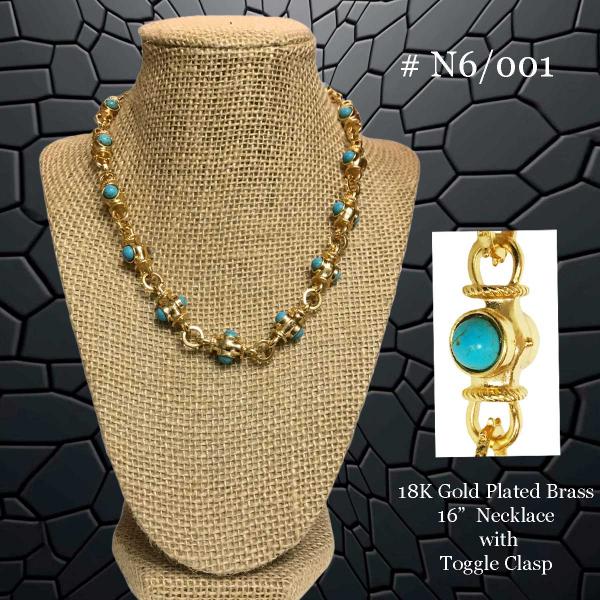 3907 - 18K Turquoise Jewelry #N6/001<br>
Turquoise on Gold - 