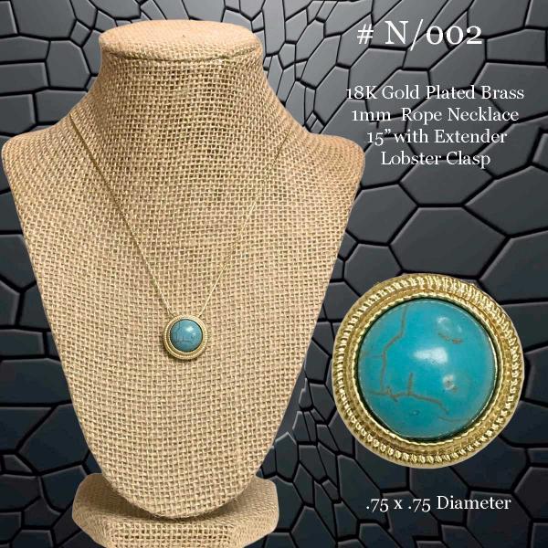 3907 - 18K Turquoise Jewelry #N/002<br>
Turquoise on Gold - 