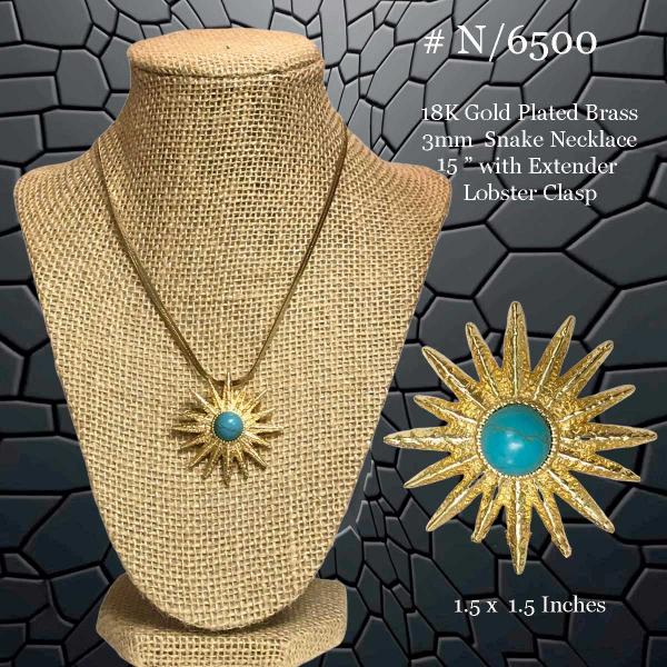 3907 - 18K Turquoise Jewelry #N/6500<br>
Turquoise on Gold
 - 