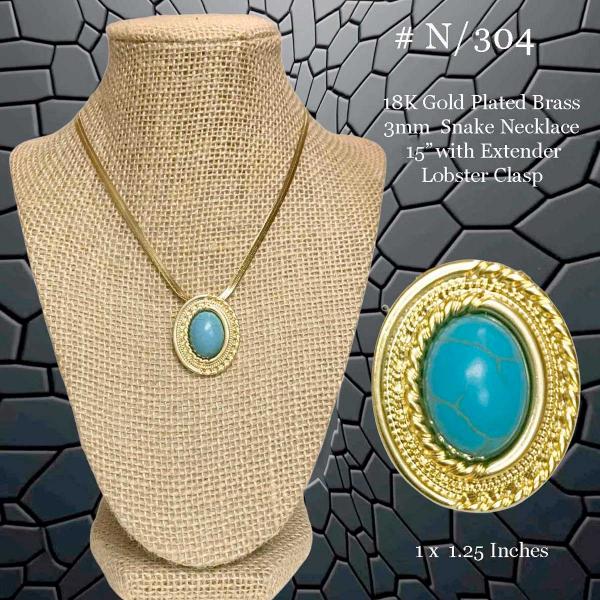 3907 - 18K Turquoise Jewelry #N/304<br>
Turquoise on Gold - 