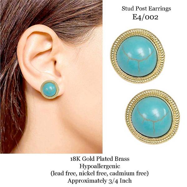 3907 - 18K Turquoise Jewelry #E4/002<BR>
Turquoise on Gold - 