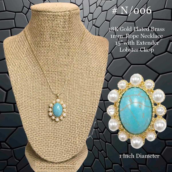 3907 - 18K Turquoise Jewelry #N/006<br>
Turquoise on Gold - 