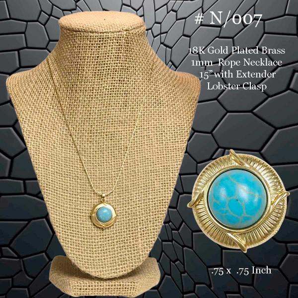 3907 - 18K Turquoise Jewelry #N/007<br>
Turquoise on Gold - 