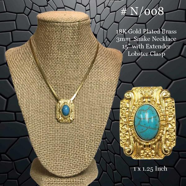 3907 - 18K Turquoise Jewelry #N/008<br>
Turquoise on Gold - 