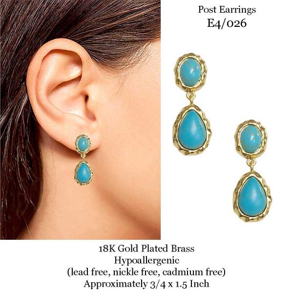 3907 - 18K Turquoise Jewelry #E4/026<br>
Turquoise on Gold - 