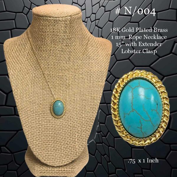 3907 - 18K Turquoise Jewelry #N/004<br>
Turquoise on Gold - 