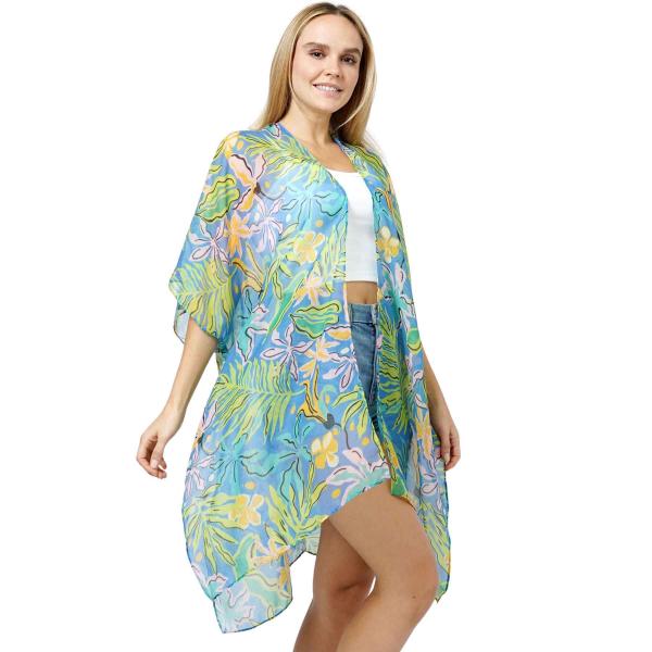 wholesale 5100 - Tropical Print Kimonos Tropical Blue - 