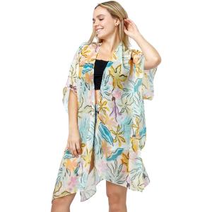 5100 - Tropical Print Kimonos Tropical Ivory - 