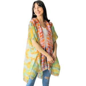 5091 - Abstract Water Color Kimonos Orange Mix - One Size Fits Most