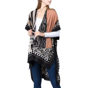 1C52 - Ethnic Print Kimonos 1C52 - Black Multi - One Size Fits Most