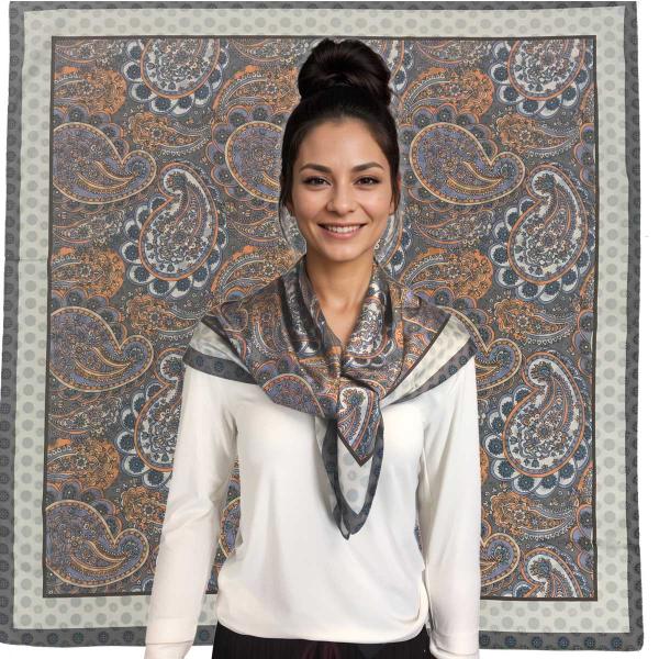 wholesale 3940 - Silky Squares  #02<br>
Violet/Paprika Paisley - 