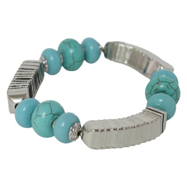 Fashion  Bracelets Silver with Turquoise Stones Bracelet MB - 