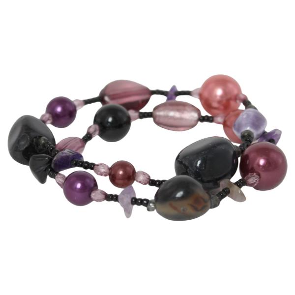 Fashion  Bracelets Stretch Beaded - Purple MB - 